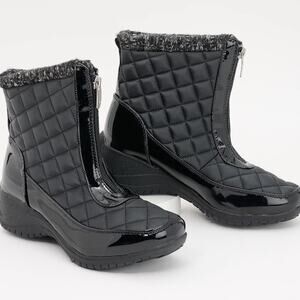 Khombu Megan Wide Width Waterproof‎ Front Zip Winter Boots Size 8.5W